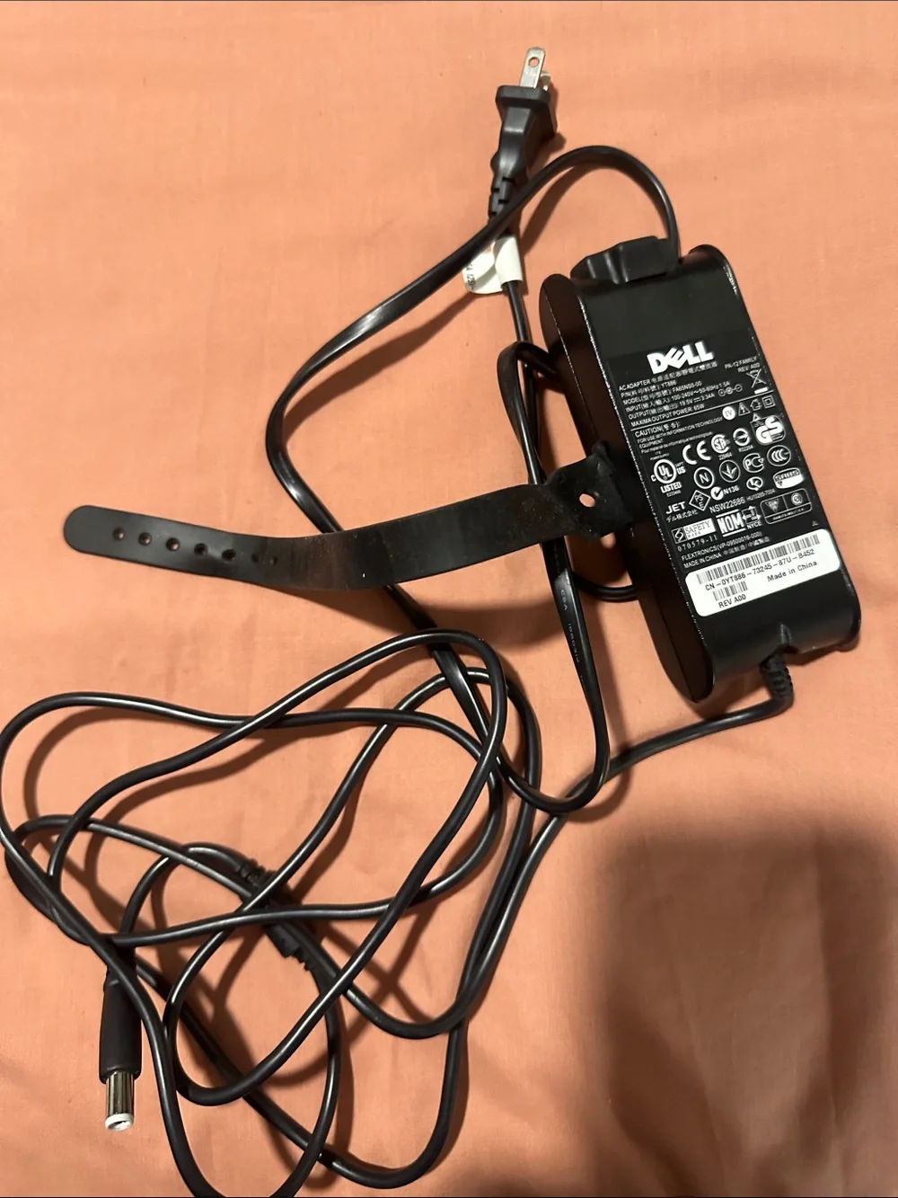 Dell Black AC Power Adapter with Attached Cable - Slim Travel Version